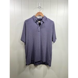 Faherty Movement Pima Cotton Blend Purple Striped Polo Shirt